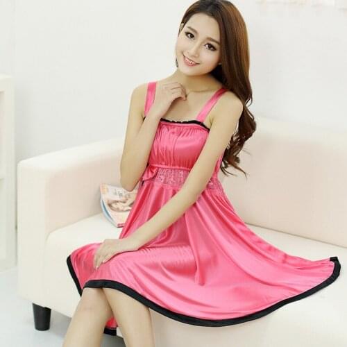 Women Lingerie Sexy Night Dress Women Girls Lace Sleepwear V Neck Strap Spaghetti Ladies Nightwear Sleep Wear Night Gown
