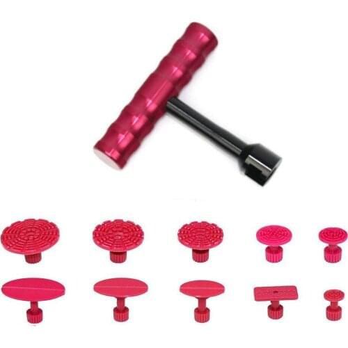 10pcs Glue Pulling Tabs +1 Pcs T-Bar Glue Puller Tools Dent Puller Kit Paintless Dent Repair Tools