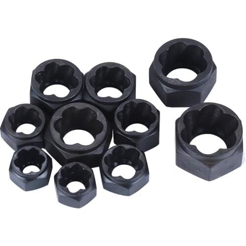 10Pcs Metal Bolt Nut Remover Extractor Kit Damaged Stripped Socket Wrench Set