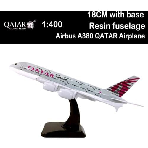 18CM 1:400 Airbus A380 QATAR Airplane Aircraft Plane Alloy Static Solide Model Base Collectible Display Airliner Toy Collection