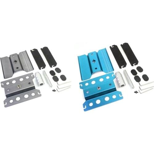 2 Set Metal RC Car Workstation Work Stand Repair 360 Degree Rotation For 1/8 1/10 1/12 1/16 Scale Model, Grey & Blue