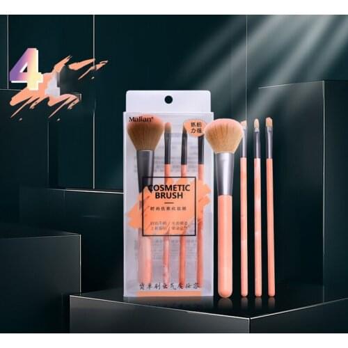 4Pcs Eyes Makeup Brushes Set Eye Shadow Brush Powder Brush Blush Brush Eyebrow Brush Lip Brush Professional Makeup Tools Set
