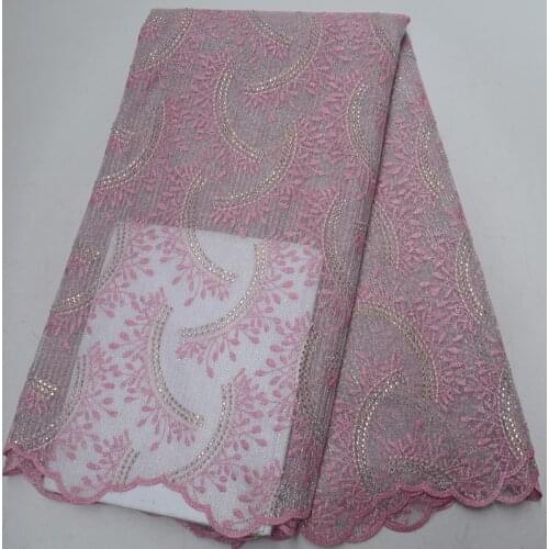 Free shipping (5yards/pc) high grade French net lace fabric delicate embroidered African wedding party lace with stones FLP978