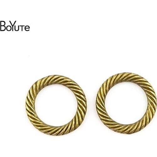 BoYuTe (100 Pieces/Lot) 13MM Vintage Diy Accessories Parts Wholesale Alloy Antique Bronze Ring Pendants for Jewelry Making