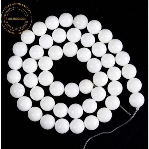 Natural Stone Beads White Tridacna Round Loose Spacer Beads For Jewelry Making Diy Bracelet Necklace Pick Size 4 6 8 10 12mm 15"