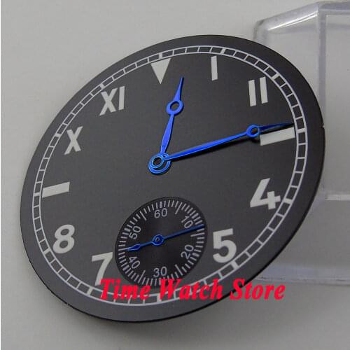 FIT ETA 6498 movement 38.9mm black sterial Californai watch dial with blue hands (Dial+hands) D70