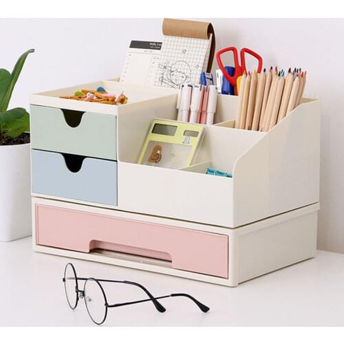 Makeup Storage Case Nail Polish Rack Lipstick Cosmetic Storage Box Holder Makeup Organizer Space-saving Desktop with Drawer