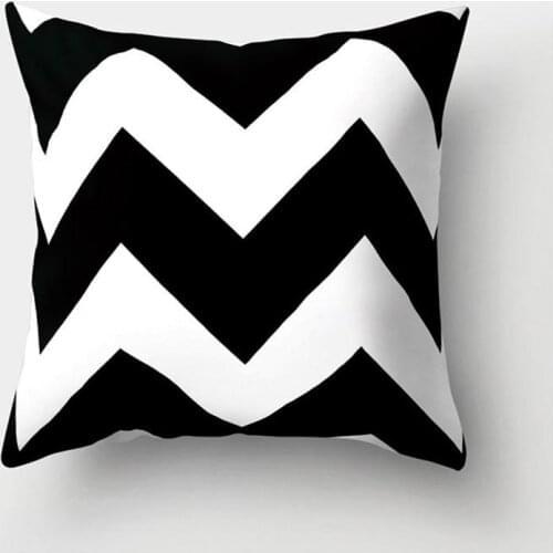 Black White Cushion Covers Peach Skin Velvet Throw Pillowcases Luxury Car Lumbar Pillow Cases Printed Geometric Home Decor