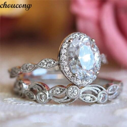 Choucong Vintage Promise ring set AAAAA Zircon Cz 925 sterling silver Engagement Wedding Band Rings for women men Flower Jewelry