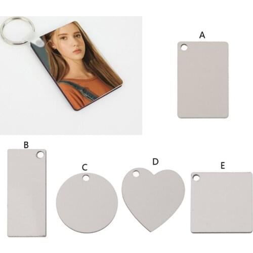 12 pcs Sublimation Wooden Hard Board Key Rings Double Printable Blank MDF Key Chains R2LE