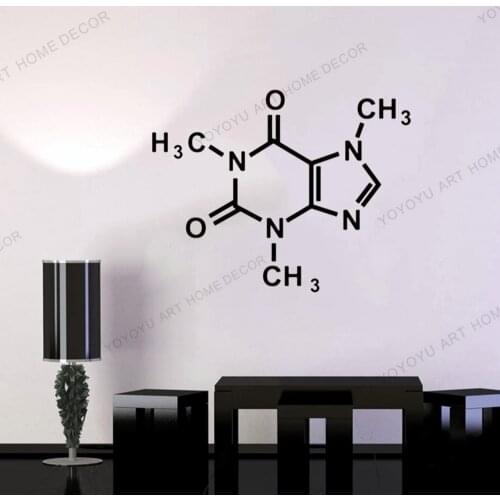 Chemistry Design Caffeine Molecule Periodic Table Elements School Class Room Decor Vinyl Wall Decal Learing Wall Sticker rb659