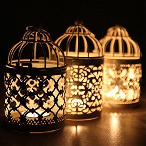 50%HOTMetal Tealight Candle Holder Hanging Lanterns Birdcage Candlestick Home Decor