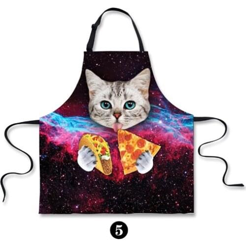 Funny Space Galaxy Cats 3D Print Cooking Accessories Kitchen Aprons for Men Women Tumblr Sleeveless BBQ Apron