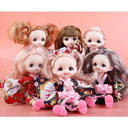 16cm BJD Doll Movable Joints Dolls Makeup Casual Wear Costume Kimono Clothes with Shoes Doll Accessories Toy Gift for Girls