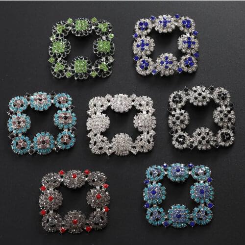 2Pcs/Lot Ocean Star Full Diamond Square Shoe Buckle Rhinestone Buttons for DIY Accessories Wedding Decoration Shoes Snap Buttons