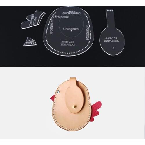 Leathercraft Coin Purse Mini Wallet Template Clear Acrylic Leather Pattern Template Stencil Sewing Craft DIY 14*15*1cm