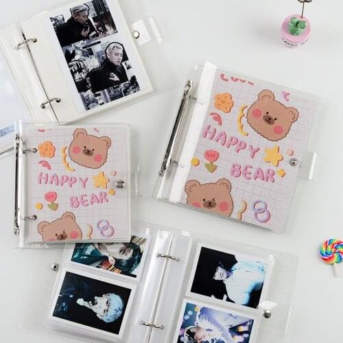 Mini Glitter Happy Bear Photo Album Holder Transparent Book Style Album for 3 Inch 4 Inch 5 Inch 6 Inch Photos Cards Album