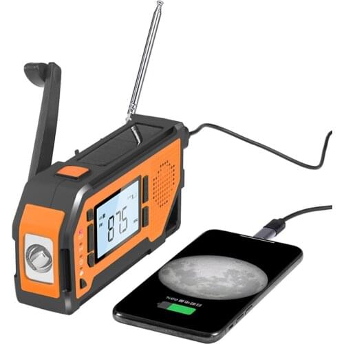2021 Multifunctional Hand radio Solar Crank Dynamo Powered AM/FM/NOAA Weather Radio Use Emergency LCD Flashlight and Power Bank