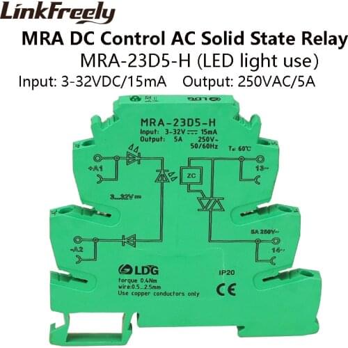 MRA-23D5-H 5A SSR Solid State Relay Module For Home Automation LED lamp In: 3V 5V 12V 24V DC AC Interface Voltage Relay Module