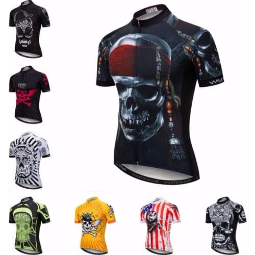 2018 Road cycling jersey Mens Mountain Bike jersey summer Pro MTB Shirts Short sleeve Pro Team Maillot Ciclismo Tops Skull red