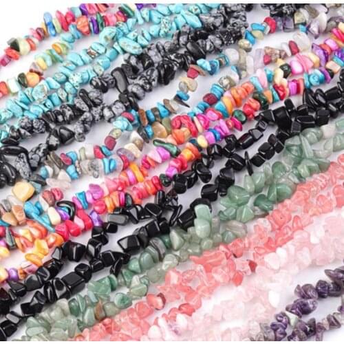 Natural Stone 12-8MM Irregular Shape Chip Bead Pink Quartz Amethysts Agates Lapis lazuli For Jewelry Making DIY Bracelet