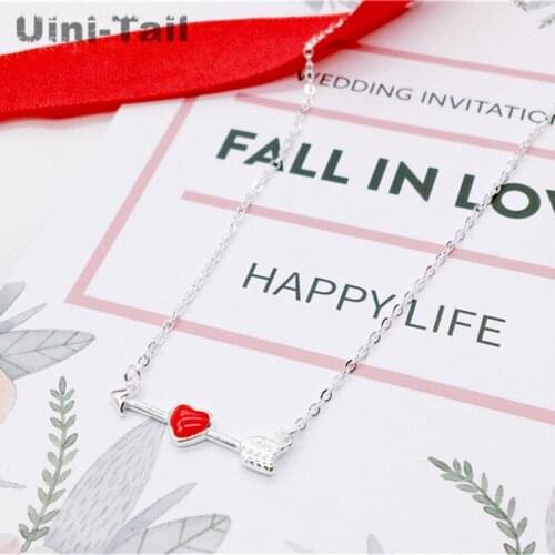 New arrivals 925 sterling silver heart first sight necklaces South Korea simple fashion fresh literary Cupid love arrow girls