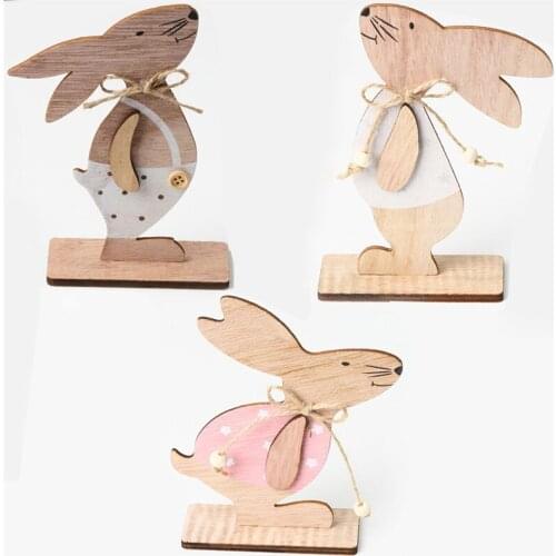 New Nordic ins Easter Rabbit Wooden Ornament Decoration Home Decoration Happy Easter Bunny Woodwork Desktop DIY Gift Decoration
