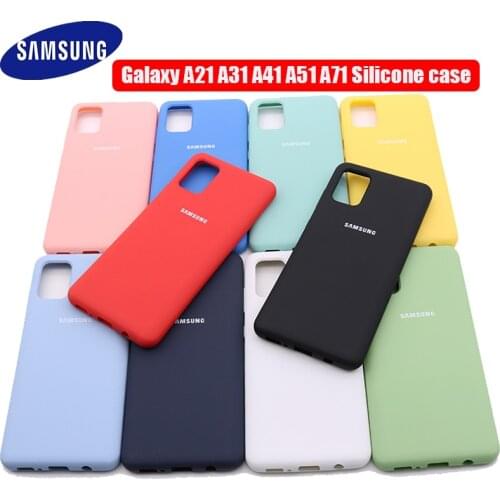 Original Samsung Galaxy A21 A31 A41 A51 A71 A91 Case Rubber Liquid Silicone Shockproof Soft Case Cover For a51 a71F & Logo