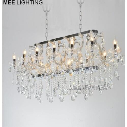 Hotel Maria Theresa Lights Authentic Cristal Pendants Rectangle Crystal Chandelier Lamp Foyer Lusters for Dining Room 18 lights