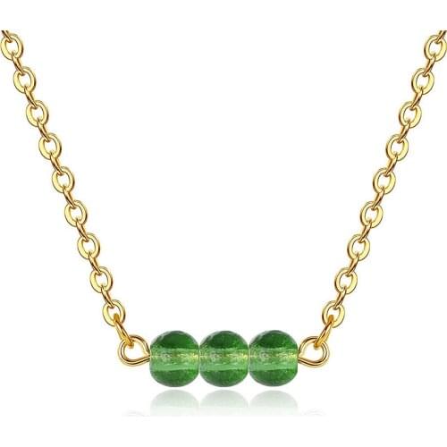 Stone of Transformation Moldavite Necklace with 1 or 3 10mm Bead Round Meteorite Jewelry Green Stone Power Crystal Tektite KL39F