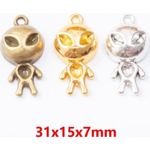 8PCS/Lot Pendants Silver Color Alloy Alien Charms For DIY Bracelet Necklace Jewelry Making DIY Jewelry Findings
