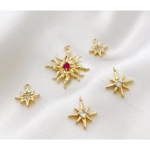 Copper-plated 18K gold exquisite super flash sun star pendant DIY earrings necklace material personalized bracelet ornaments