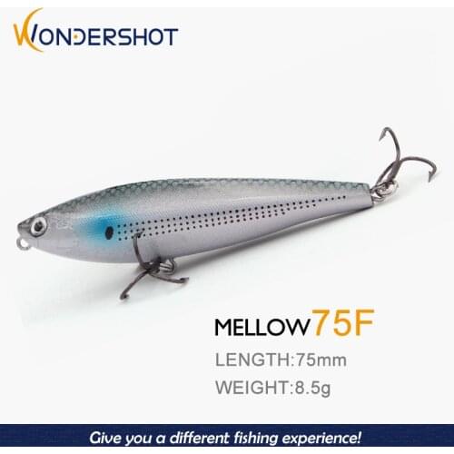 Wondershot D13 Pencil Fishing Lures Topwater 75mm 8.5g Lure Tuna Sea Bass Perch Sea Hard Jerk Baits Lifeliked Action Hard Bait