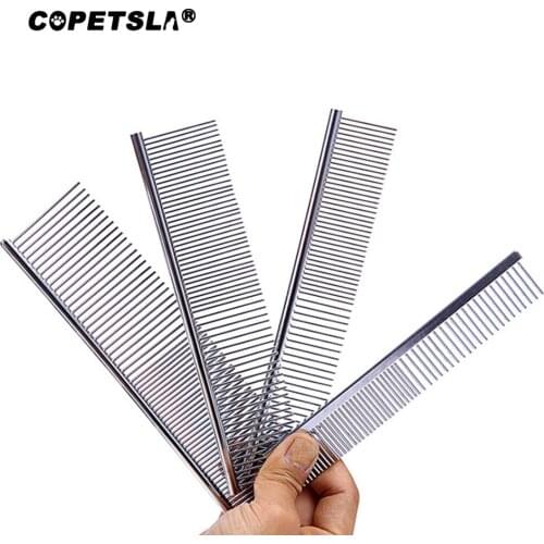 Copetsla Pet Dematting Comb Stainless Steel Pet Grooming Comb for Dogs Cats Gently Removes Loose Undercoat Mats Tangles Knots