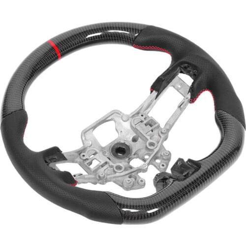 Carbon Fiber Steering Wheel Nappa Perforated Leather Red Stitching Fit for Ford Mustang V6/EcoBoost/GT/Shelby Auto Accessory