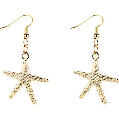 Trendy Metal Star Starfish Earrings For Women Classic Hexagram Ear Jacket Jewelry Rose Gold Silver Color for Girl Accessories