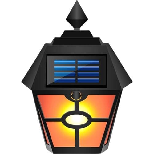 Retro Hexagonal Solar Lights Outdoor, Simulation Dynamic Flame, 28 LED Waterproof Wall Light for Outdoor Garden, Patio, Yard