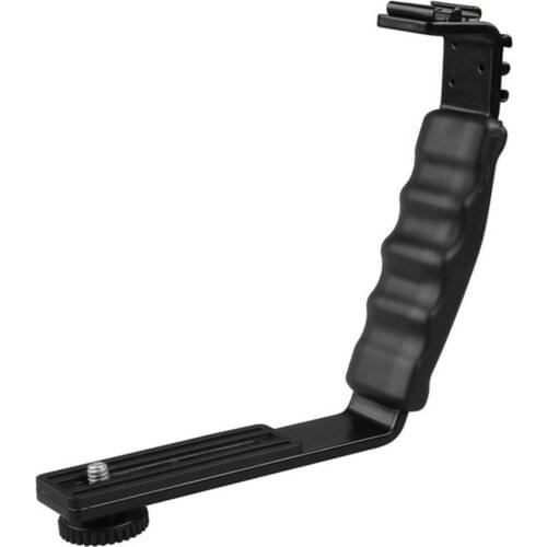 L Flash Bracket Mount 2 Hot Shoe For Camcorder Mic Microphone Video Light Camera