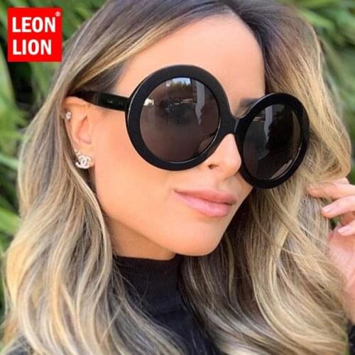 LeonLion 2021 Round Oversized Sunglasses Women Oval Sunglasses Women/Men Vintage Glasses for Women Luxury Oculos De Sol Gafas