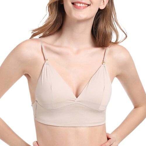 Ladies Sexy Low Back Bra Comfortable Ice Silk Lingerie Wire Free Underwear Women Summer Backless Thin Bralette For Small Chest
