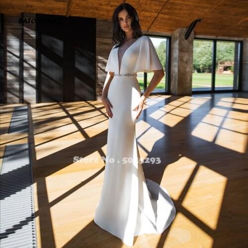 Sexy Elegant Mermaid Weddding Dresses 2021 for Women V Neck Beading Sashes Floor Length Backless Bridal Gowns Vestido De Novia