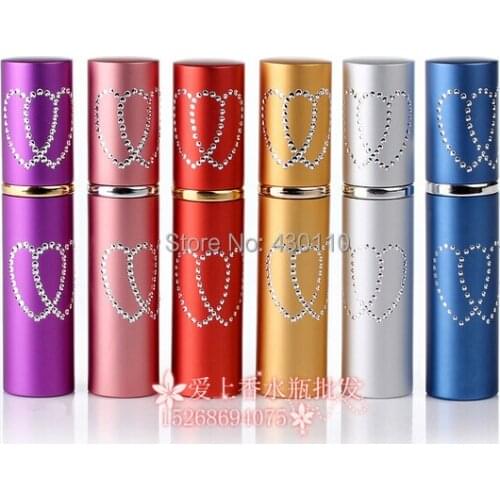 10ml Double Love Diamond Aluminum Tube Bottle Drawn Lipstick Perfume Bottle 5PCS/LOT