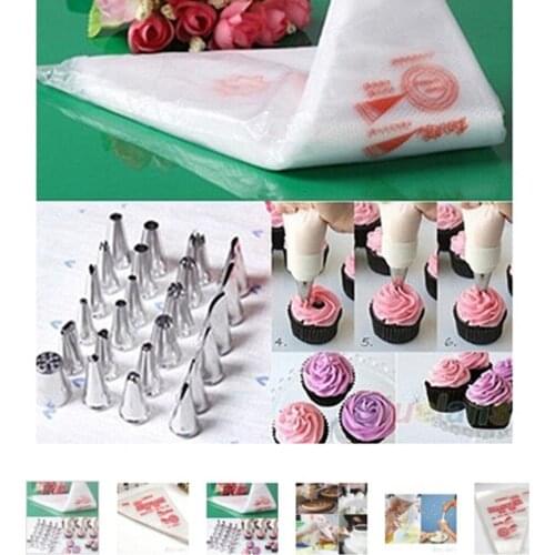 100pcs/set Disposable Pastry Bag Icing Piping Cake Pastry Cupcake Decorating Fit Nozzles Pastry Bags cake Tools Bakeware