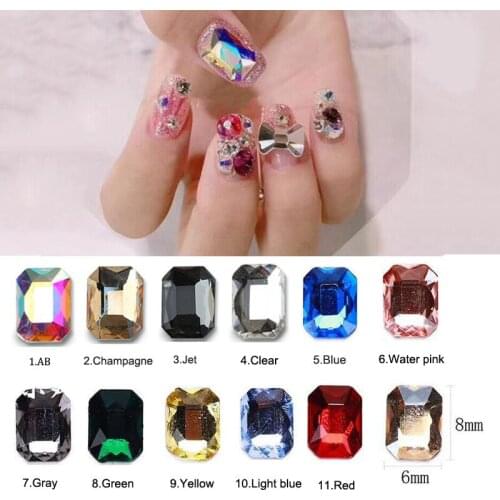 20pc/lot Glass Nail Art Rhinestones Teardrop/Octagonal 21Style Colorful Stones Nail Art Charm Crystal Rhinestone 3D Nail Jewelry