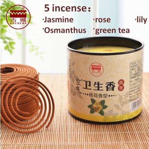 40pcs/box coil Incense Rose Jasmine Osmanthus Lily green tea incense indoor Smoke incense sticks incense burner