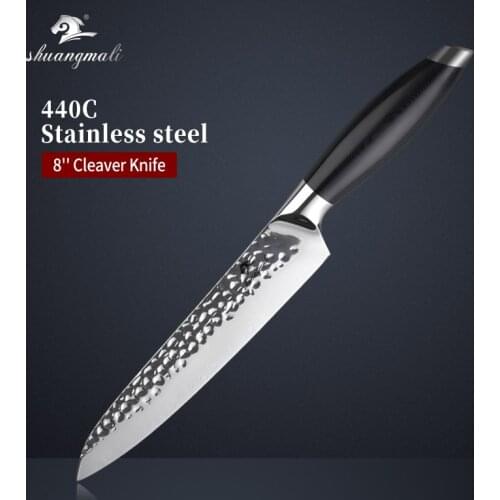 8 Inch Cooking Cleaver Knife 440C Forged Stainless Steel Kitchen Chef Cleaver Knives Utility Vegetable Slicing Meat Chef Knife