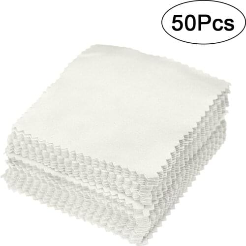 8x8cm 50pcs Jewelry Cleaning Cloth Polish Cleaning Polishing Cloth For Sterling Silver Gold Platinum Anti Tarnish Cleaning Cloth