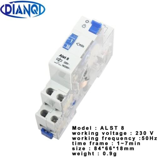 ALST8 7 Minutes Staircase Lighting Timer Switch 220VAC DIN rail mounted