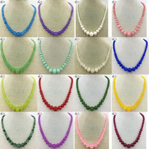 Free Shipping Women Fashion Jewelry Purple Jad Beads Necklace 18" WFH504