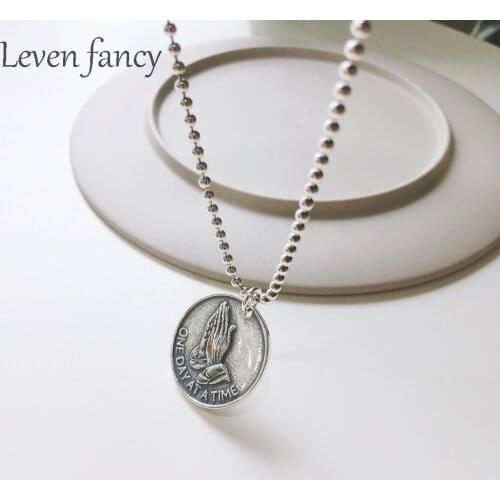 S925 Hip Hop Mens Cross Bible Medallion Pendant Necklace Men Retro Vintage Silver 925 Bead Chain Prayer Necklaces Women Jewelry